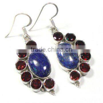 Garnet Earrings, Silver Earrings, Fashion Earrings