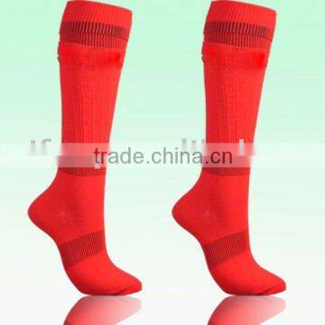 Red nylon soccer socks