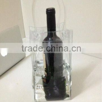 Custom transparent pvc plastic wine chill handle bags