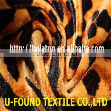 KOREAN POLYESTER SPANDEX VELVET WITH ANIMAL PRINT VELVET FABRIC FOR DRESS