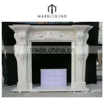 PFM White luxury marble white fireplace mantel