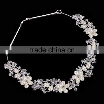 2016 New High Quality Crystal Elegant Intellectual Imitation Pearl Flower Bride hairbands Wedding Hair Jewelry for woman