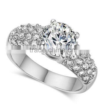 First Class Quality White Gold Finger Rings Multirows CZ Stone Micro Pave Setting Wedding Diamond Rings For Bride