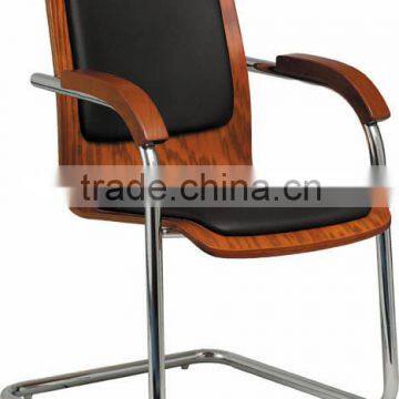 mahogany color sled bentwood black pvc with solid wood arm meeting guest office Chair Conference Chair A37-Y08