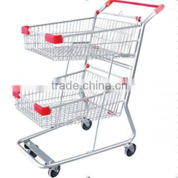 RH-SD04 Factory Custom double baskets grocery cart