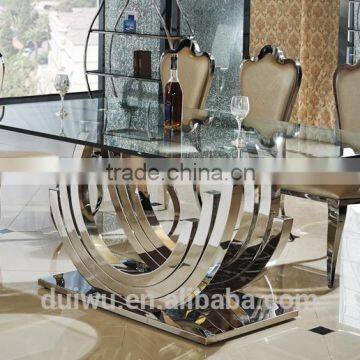 201 steel strong base clear tempered glass top rectangular dining table