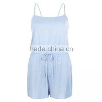 High Quality Women Romper Organic Cotton Ladies Light Blue Wholesale Romper