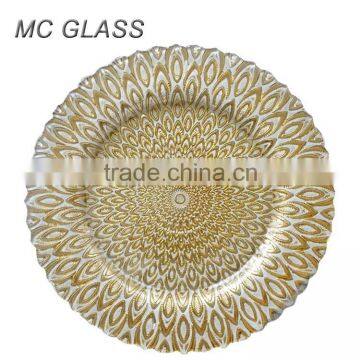 Cheap Wholesale Wedding Events Gold Silver Glass Charger Plate