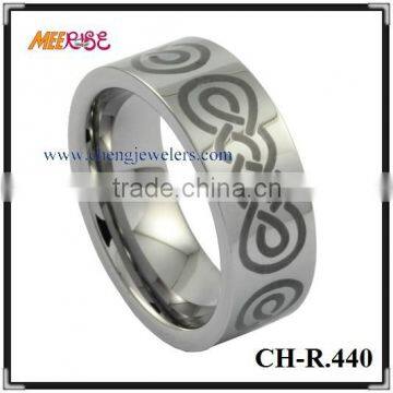 2015 Celtic Woven Celtic Knot Engraved Black Band for Man Dome Ring/cheap Celtic Ring photo-4
