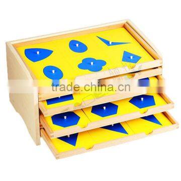 Montessori materials in China wooden educational toys for geometric cabinet with 35 insets