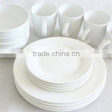 Hot sale 16 pcs/4 people white porcelain dinner set, cheap ceramic dinnerware