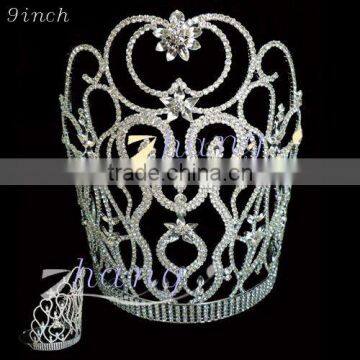 Fashion height 9'' rhinestone pageant crowns