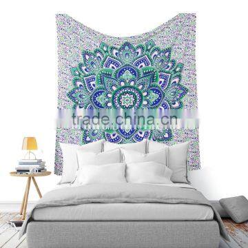 Ethnic Psychedelic Indian Ombre Mandala Lotus Wall Art Hippie Bohemian Wall Hanging Tapestry