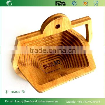 BK025 LFGB FDA bamboo fruit picking basket 100% eco-friendly anti bacteria fruit basket, kitchen ware