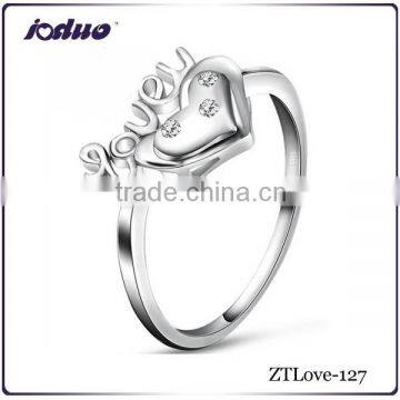 Wholesale 2016 new heart design "love u" sweet style 925 sterling silver rings