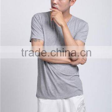 2015 Bamboo Men Breathable Tops Fashion Summer Mens' V Neck Black Wholesale t Shirt photo-6