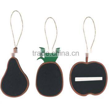 Wooden fruit shaped blackboard hanging ornaments memo blackboard hanging decoration for home decorative or promotion gifts