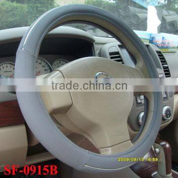 Hot Sale Siver Lines Geniune Leather Car Steering Wheel Covers for Super Market