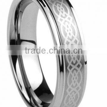 6MM Titanium Comfort Fit Wedding Band Ring Laser Etched Celtic Knot Design Ring