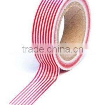 Wholesale YIWU FACTORY adhesive masking tape 15mm x 10m Washi Tape Red Pin stripe Decorative Trendy Paper Packaging Tape