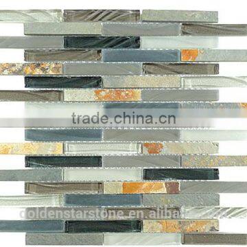 Asian Mosaic Tiles Stone Mosaic and Mosaic Glass Mix (crystal Glass )