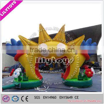 Atrractive giant yellow flower inflatable entrance arch for amusement park