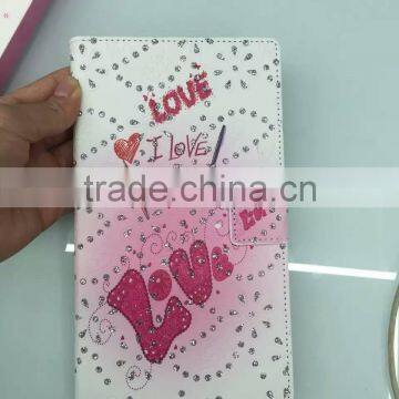 I Love You Diamond Pu Flip Case Pink