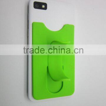 Custom 3m sticky silicone mobile phone card holder with backed display stand