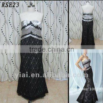 RSE23 Free Shipping Ladies Fashion Black Lace Real Sample Custom Taffeta Mother Of The Bride Dress With Jacket