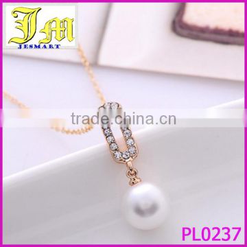 2014 Fashion White Artificial Pearls Long Sweater Chain Charms Necklace Yi Wu China