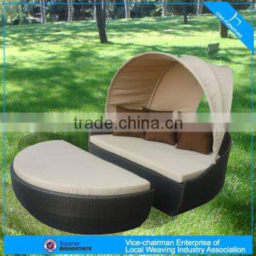 Лежак для отдыха из плетеного тростника для сада на открытом воздухе с навесом photo-6