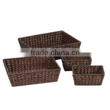 Walnut finish rattan laundry basket wholesale