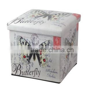 Buterfly Tower Printed Storage Ottoman , Eco-friendly PVC Stool Using for Storage and Seating