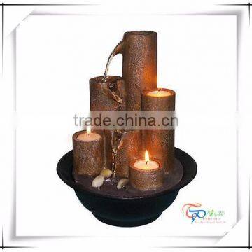 Indoor tabletop candle holder water feature fountain