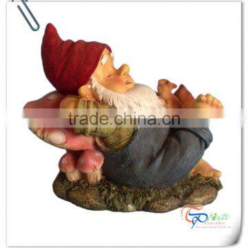 Popular cute resin gnome/elf/dwarf garden statues with mushroom