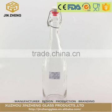 750ml transparent swing top glass beverage bottle