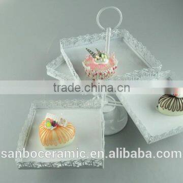 New Design Round & Square 3 PCS Plates One Layer Metal Wedding Cake Stand Wholesale photo-6