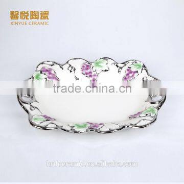 2016 Ceramic Candy Dish Golden ,ceramic Plate,silver Golden Fruit Tray photo-3