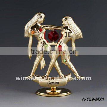 24K gold plated zodiac gemini decorative