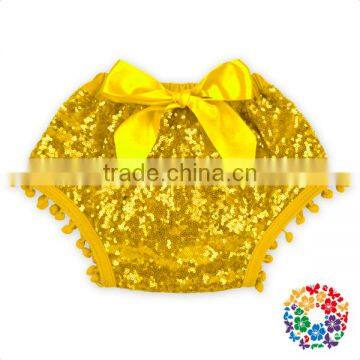 Royal Blue Cotton Sequins POM Pom Bow Diaper Covers for Baby Baby Diaper Cover Bloomers photo-2