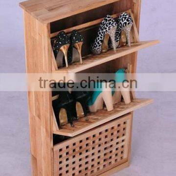 Oil Chinese Catalpa Wood Grid Three Layers of Cabinets