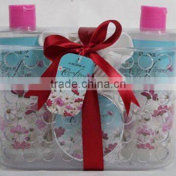 4 PCS BATH SET W/PLASTIC BASKET