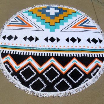 1500mm Extra Large Round Beach Towels With Tassels/custom Printed Pattern Round Beach Towles photo-5
