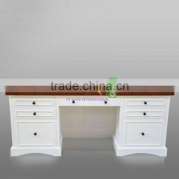Writing Desk Two Tone Color White and Brown Model Scarlet photo-3