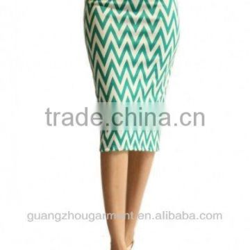 Sexy Chevron Zig Zag Straight Ponte Knit Pencil Stretch Bodycon Slim Knee Skirt