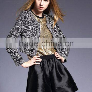 auschalink ladies long sleeve fitted embroidery jackets short style designs