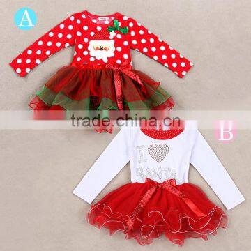 2015 Latest Christmas Baby Girl Red Dress Infant Dot Print Tutu Princess Kids Dress For Toddler Girl Clothing