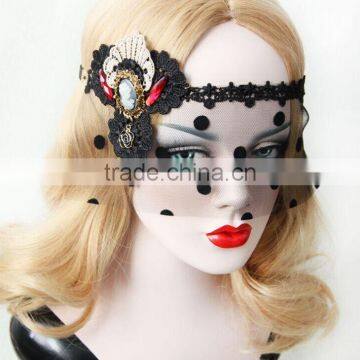 Black Lace Veil with Hot flowers,Women's Masquerade Mask,funny eyeshade hair jewelry