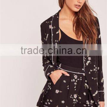 Custom Full Print Flower High Waisted Boxer Shorts Floral Print Suit Shorts Black photo-5