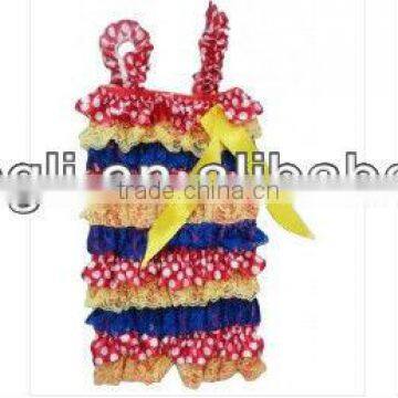 Hot Sale ! Fashionable Girls Boutique Children Summer Lace Romper With Straps and Bow for Infant ,Toddler